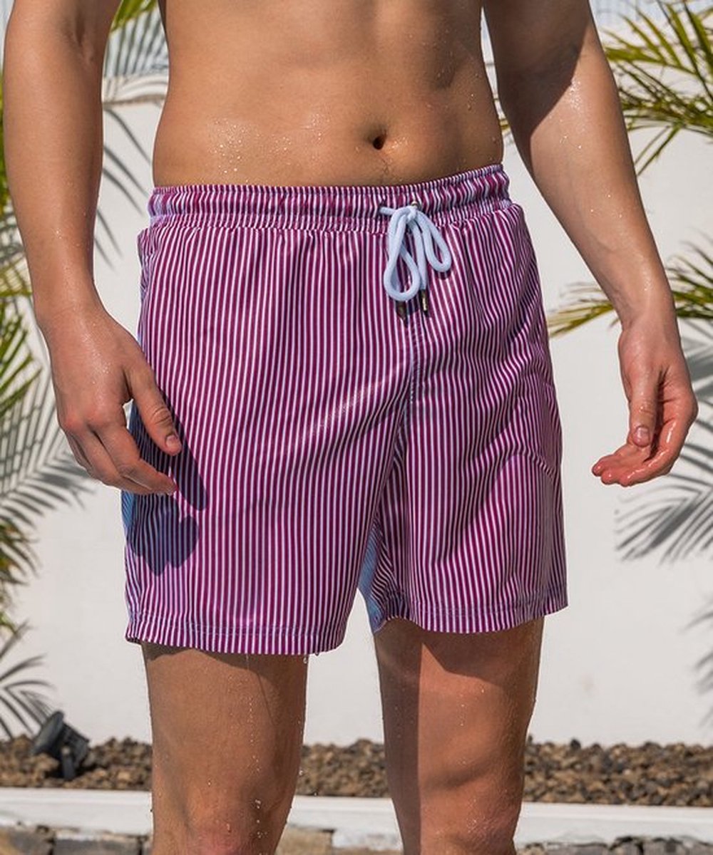 Short de bain Sea'sons Rayé Cerise Bleu