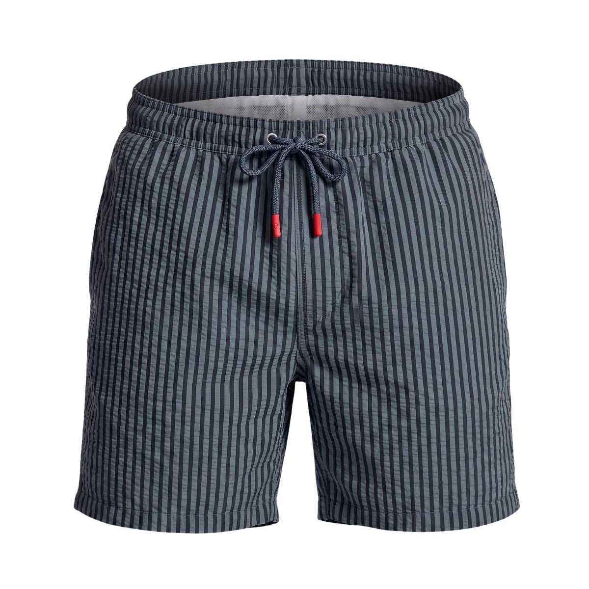 Short de bain Paros Seersucker - Bleu gris/Marine