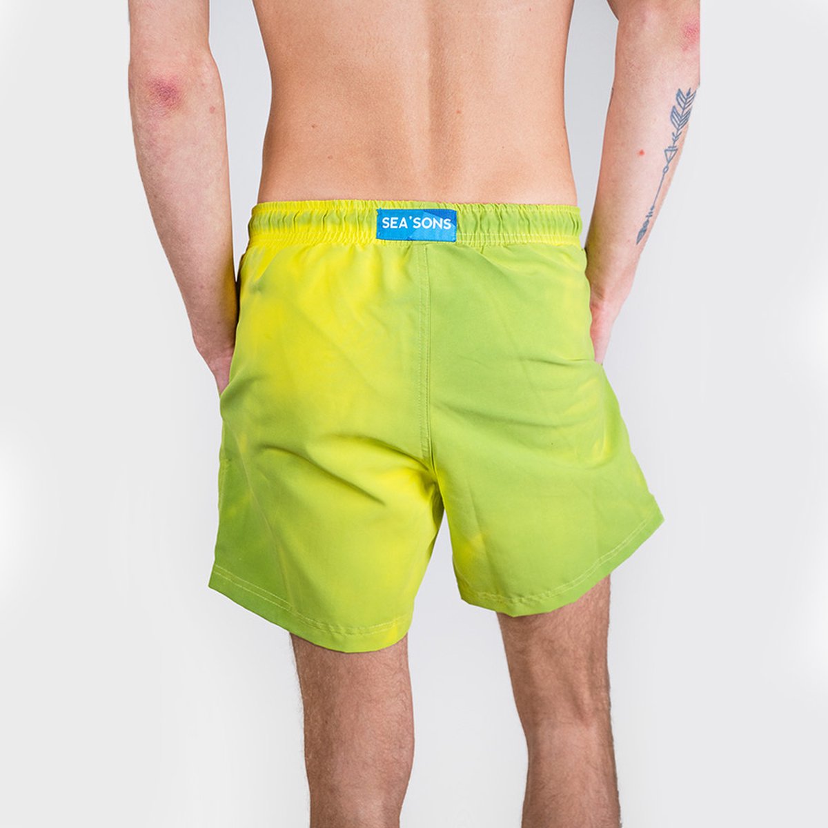 Short de bain Sea'sons Principal Vert Jaune