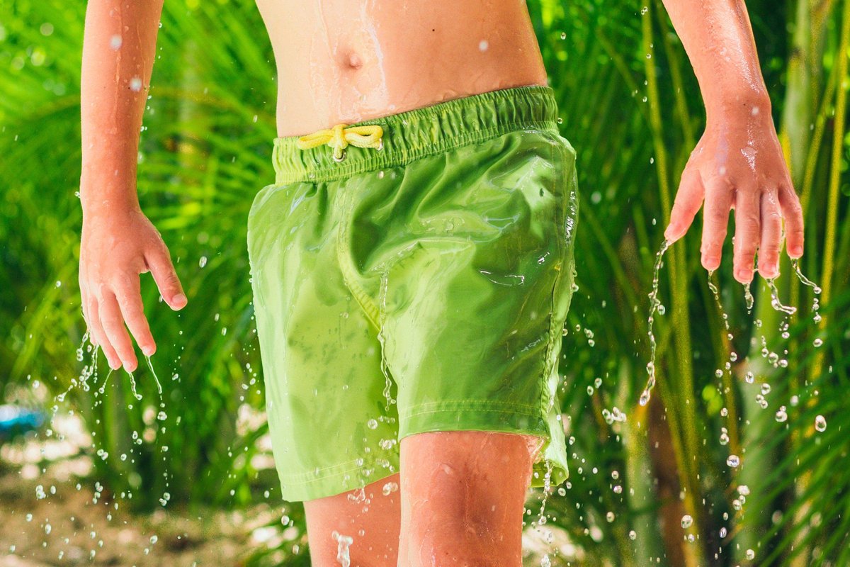 Short de bain Sea'sons Principal Vert Jaune
