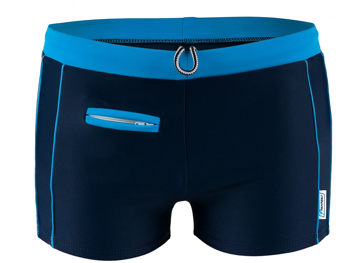 Boxer de bain Monaco Bleu avec poche et fermeture éclair