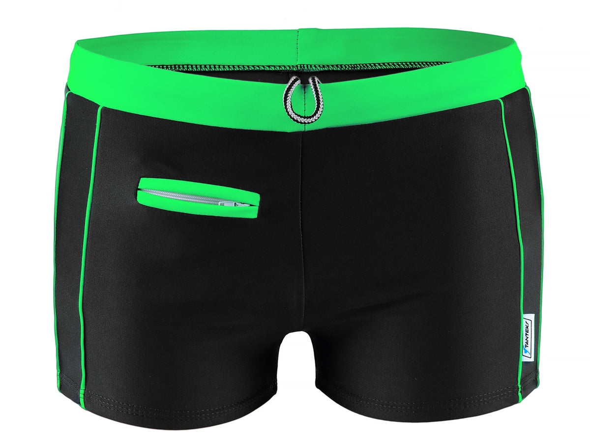 Boxer de bain Monaco Lime avec poche et fermeture éclair