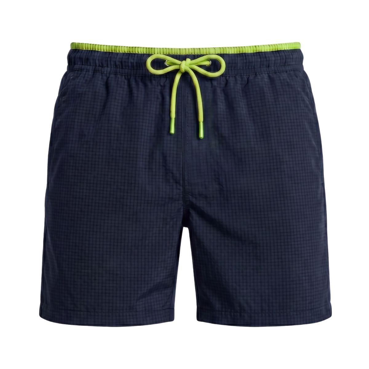 Seersucker Swim Shorts Lavos - Dark Blue / Lime Green