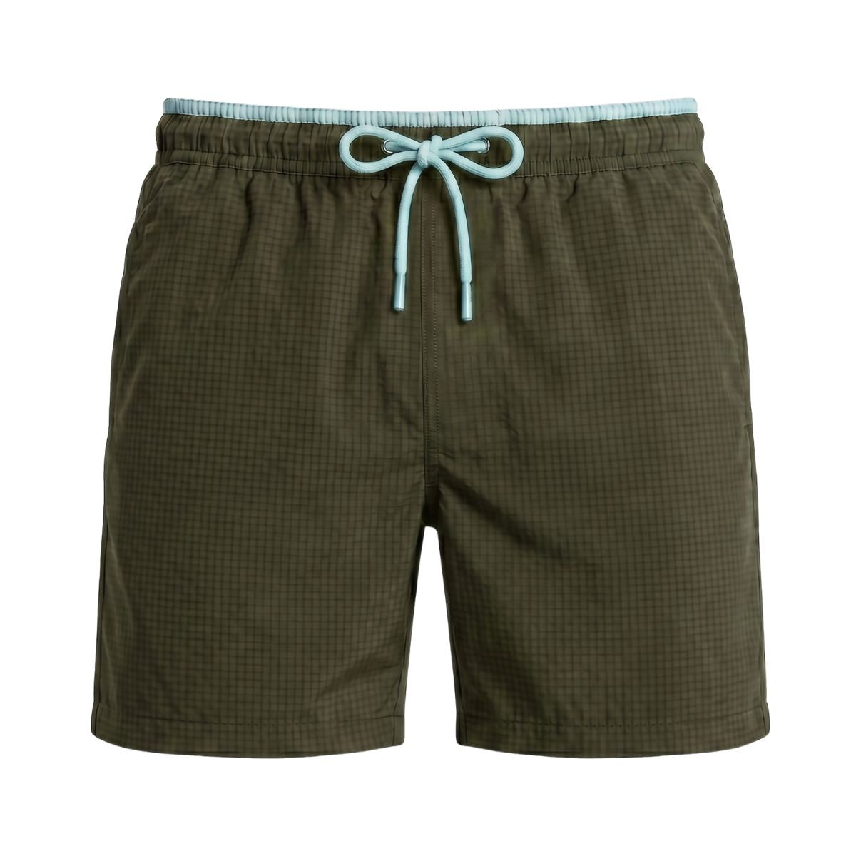 Short de bain Seersucker Lavos - Vert militaire / Bleu clair