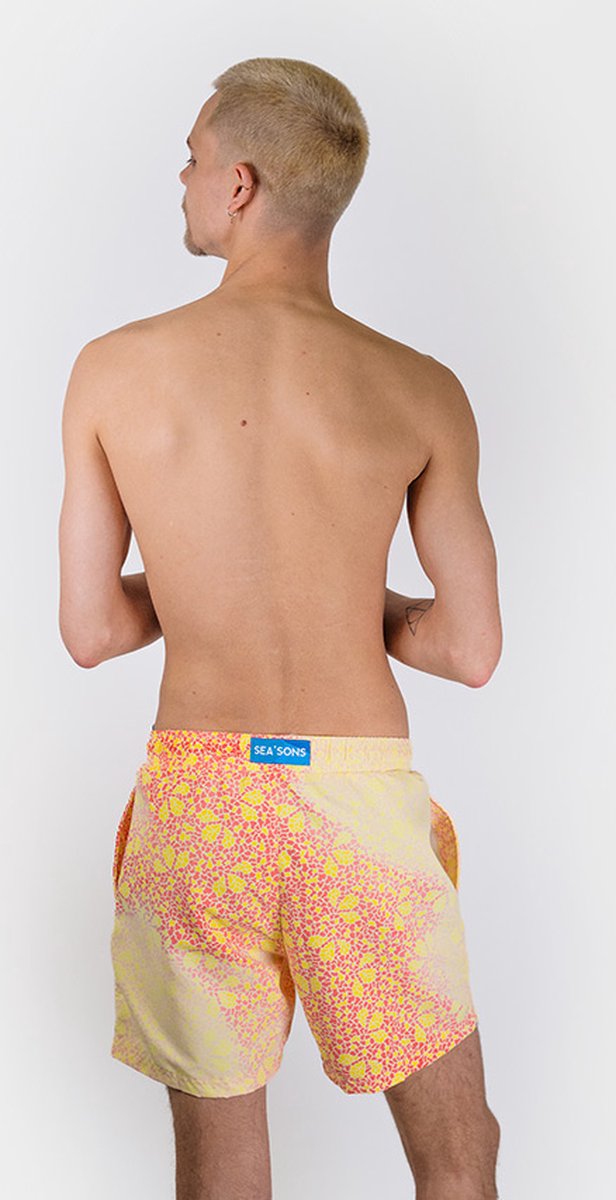 Short de bain Sea'sons Mosaïque Jaune Rouge