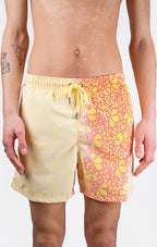 Short de bain Sea'sons Mosaïque Jaune Rouge