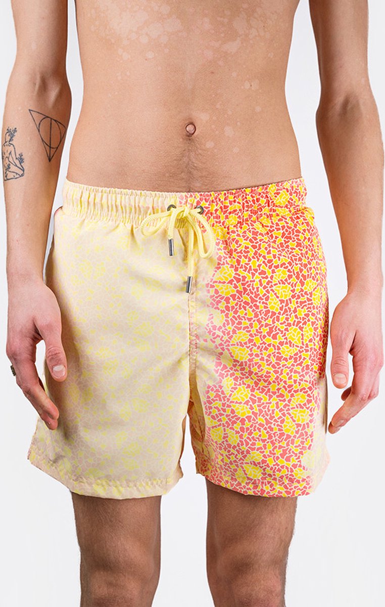 Short de bain Sea'sons Mosaïque Jaune Rouge