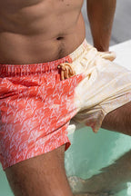 Short de bain Sea'sons à motif corail jaune