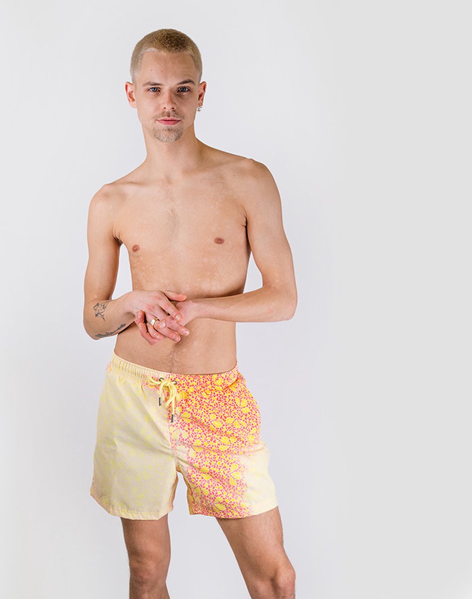 Short de bain Sea'sons Mosaïque Jaune Rouge