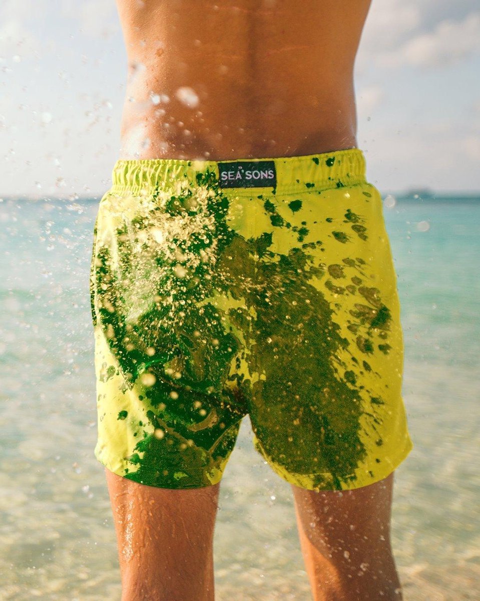 Short de bain Sea'sons Principal Vert Jaune