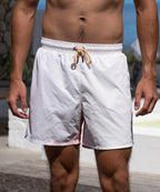 Short de bain Sea'sons Rayé Corail Blanc