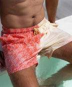 Short de bain Sea'sons à motif corail jaune