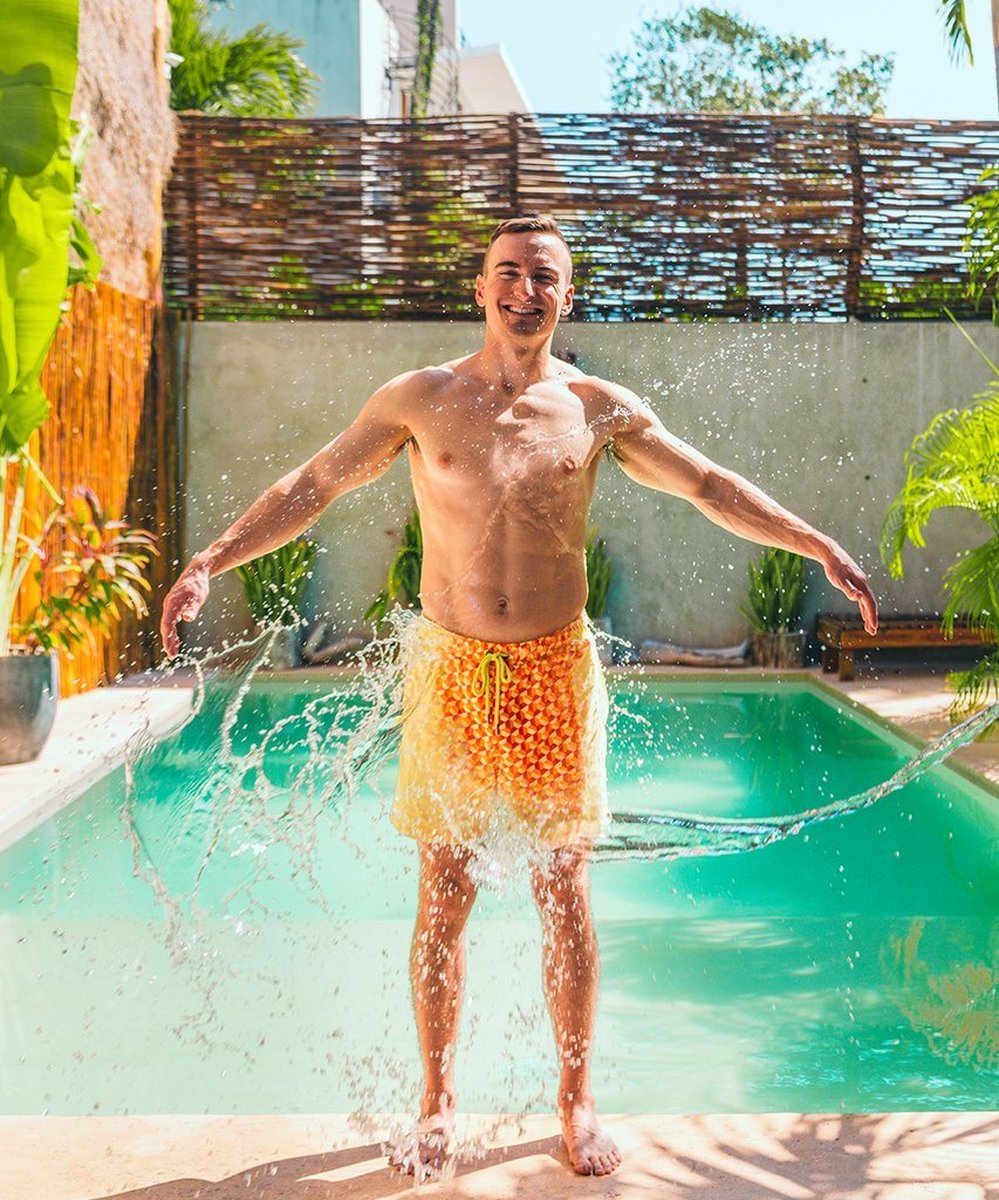 Short de bain Sea'sons Géométrique Pêche