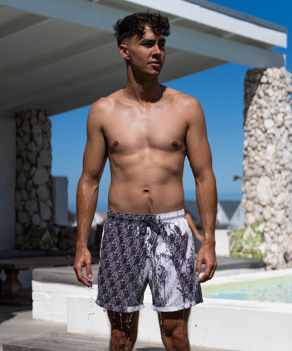 Short de bain Sea'sons Motif Gris foncé Blanc