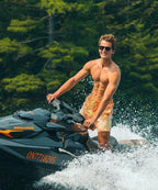 Short de bain Sea'sons Mosaïque Jaune Rouge