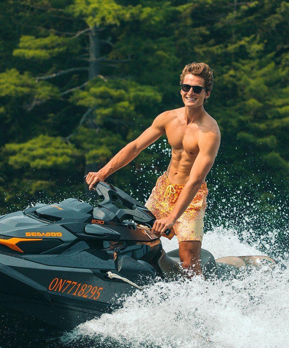 Short de bain Sea'sons Mosaïque Jaune Rouge
