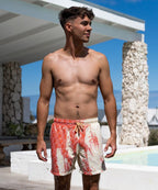 Short de bain Sea'sons à motif corail jaune