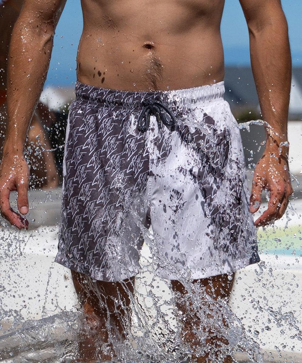 Short de bain Sea'sons Motif Gris foncé Blanc
