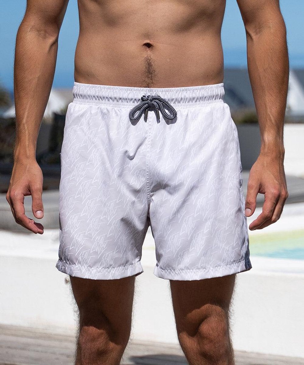 Short de bain Sea'sons Motif Gris foncé Blanc