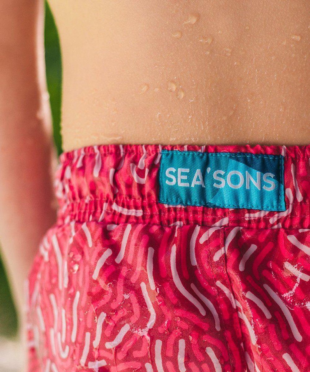 Short de bain Sea'sons Empreinte Digitale Rouge