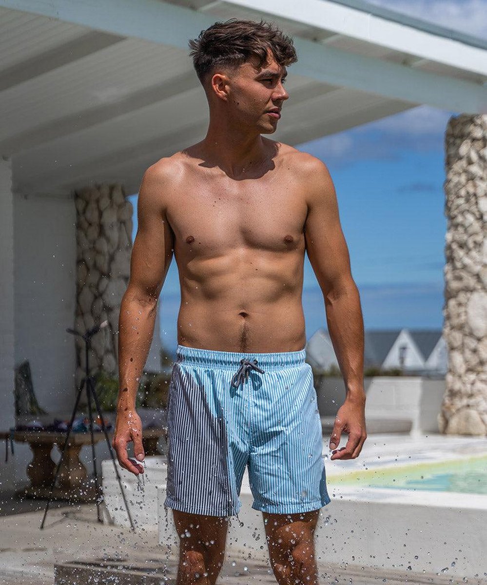 Sea'sons Striped Swimshort Dark Grey Blue