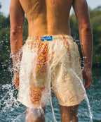 Short de bain Sea'sons Mosaïque Jaune Rouge