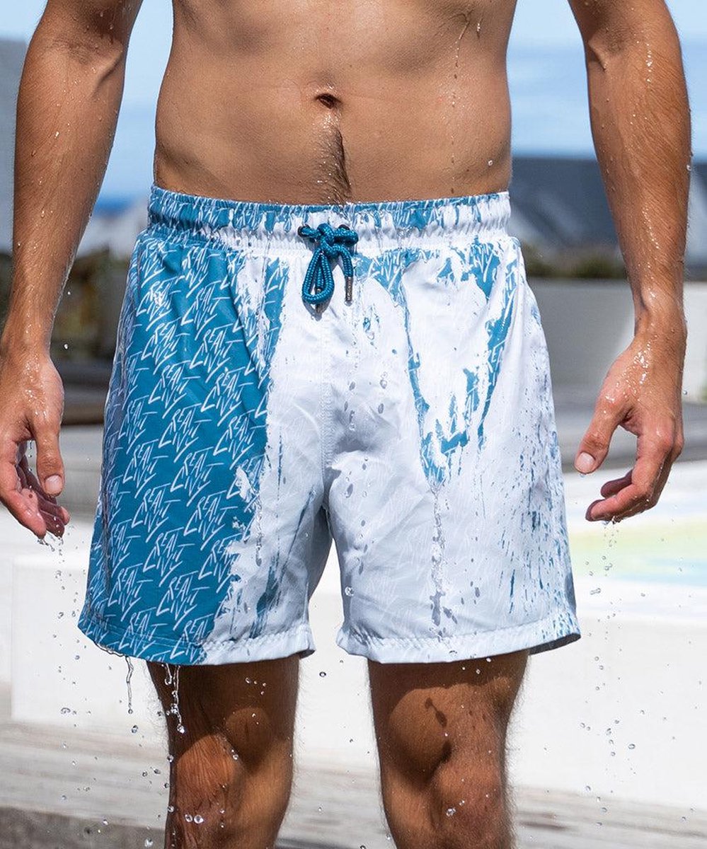Short de bain Sea'sons à motif bleu blanc