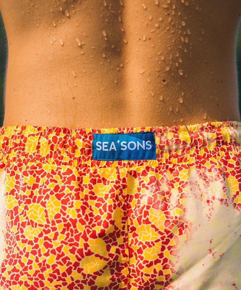 Short de bain Sea'sons Mosaïque Jaune Rouge