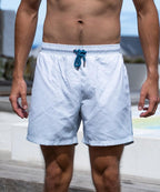 Short de bain Sea'sons à motif bleu blanc