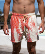 Short de bain Sea'sons à motif corail jaune