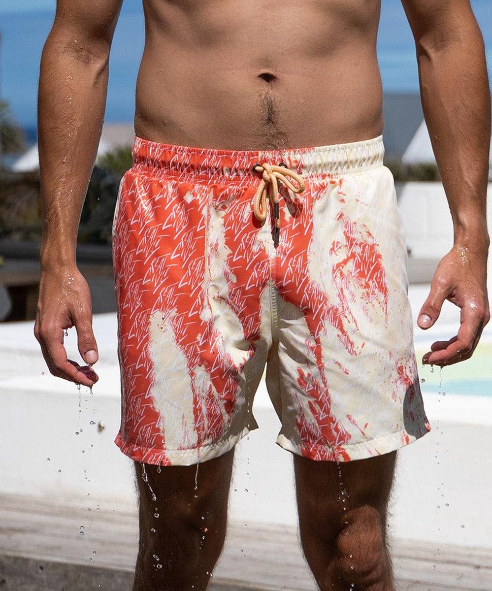 Short de bain Sea'sons à motif corail jaune