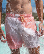 Short de bain Sea'sons Rayé Corail Blanc