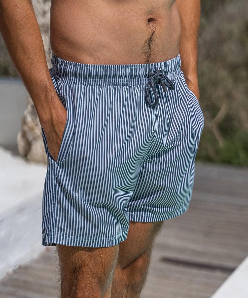 Sea'sons Striped Swimshort Dark Grey Blue