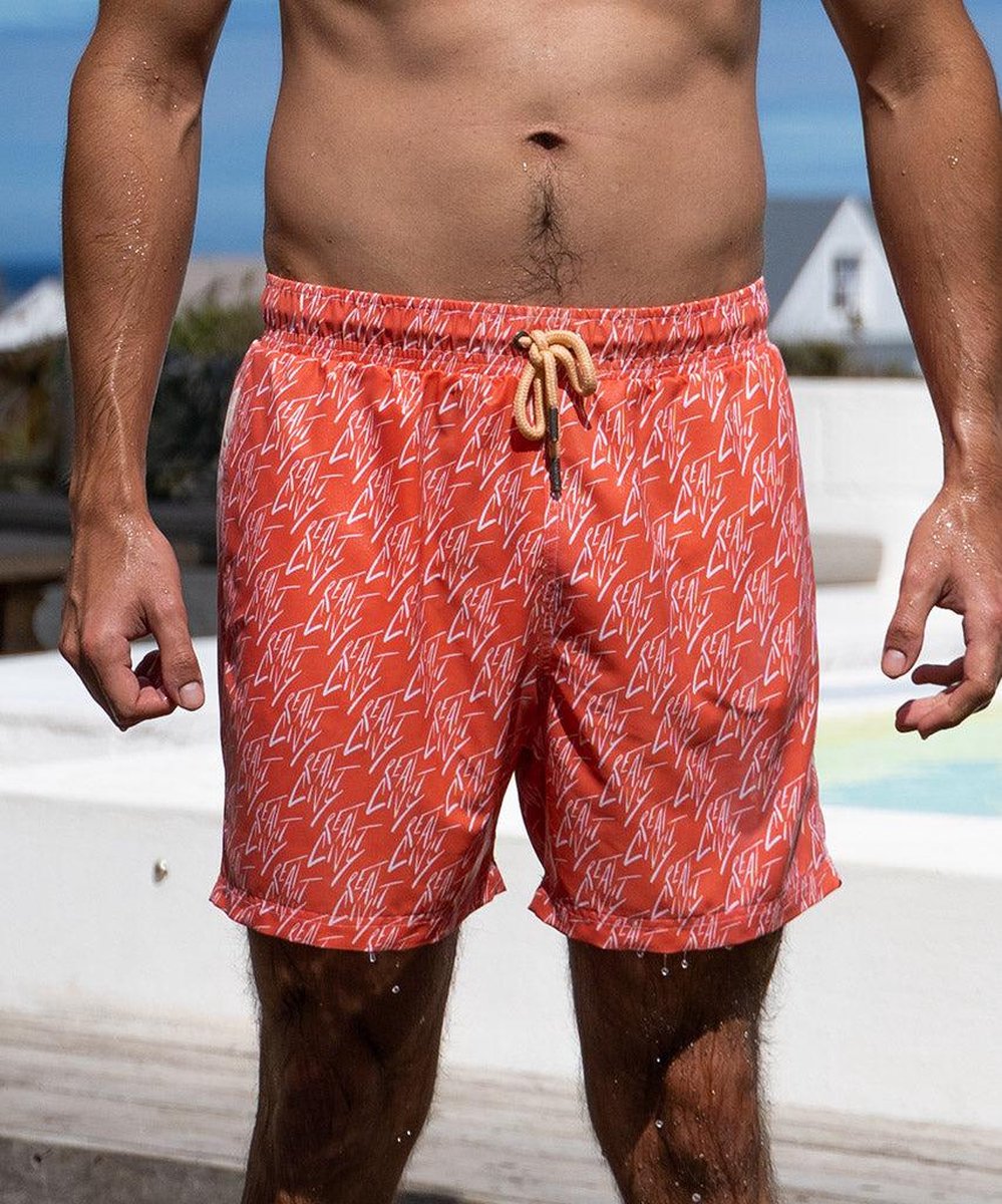 Short de bain Sea'sons à motif corail jaune