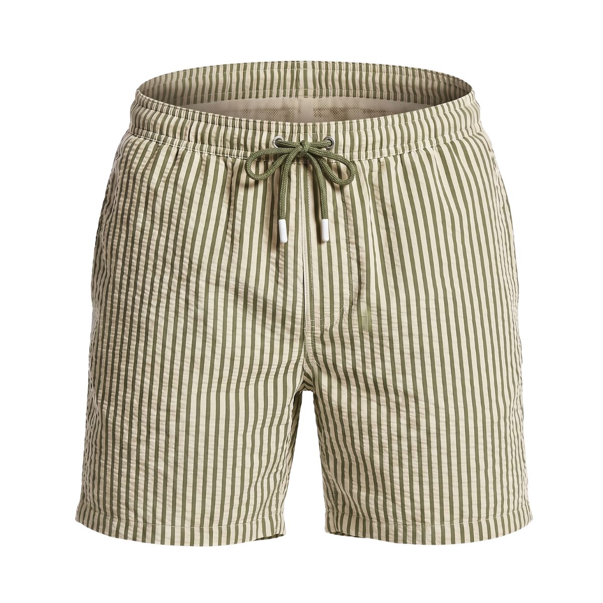 Swimshort Paros Seersucker - Cream/Olive Green