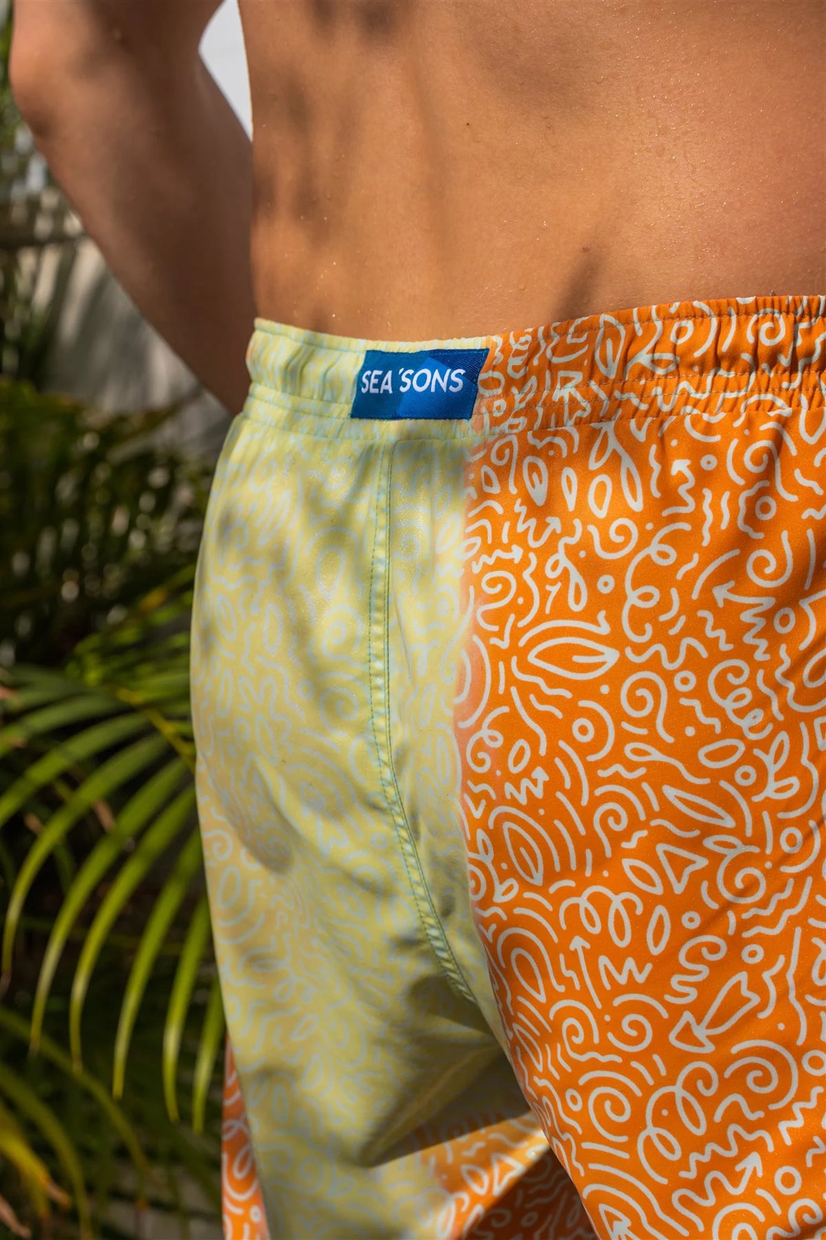 Short de bain Sea'sons Doodle Orange Menthe