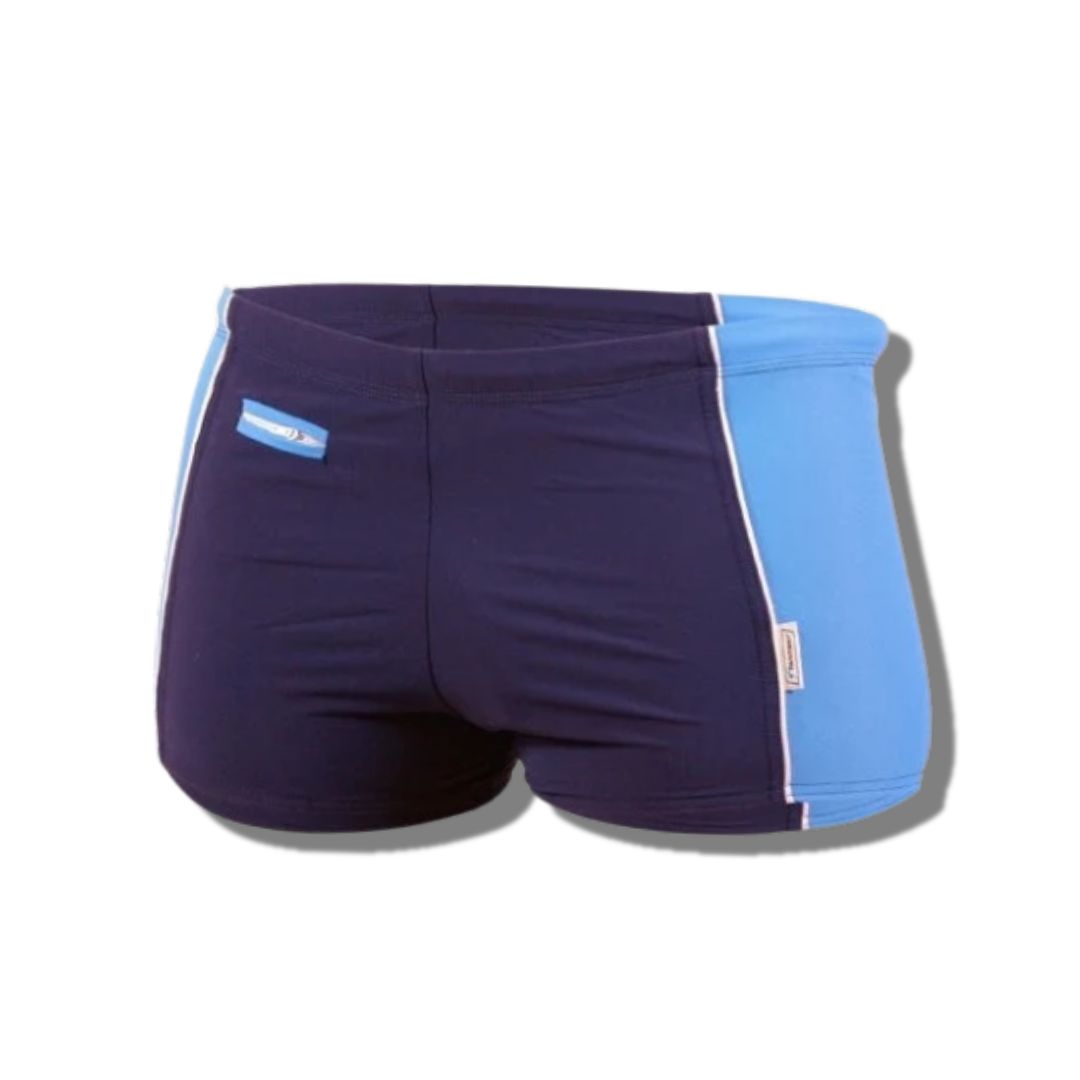 Swim Boxer Tiret Blue with pocket and zipper