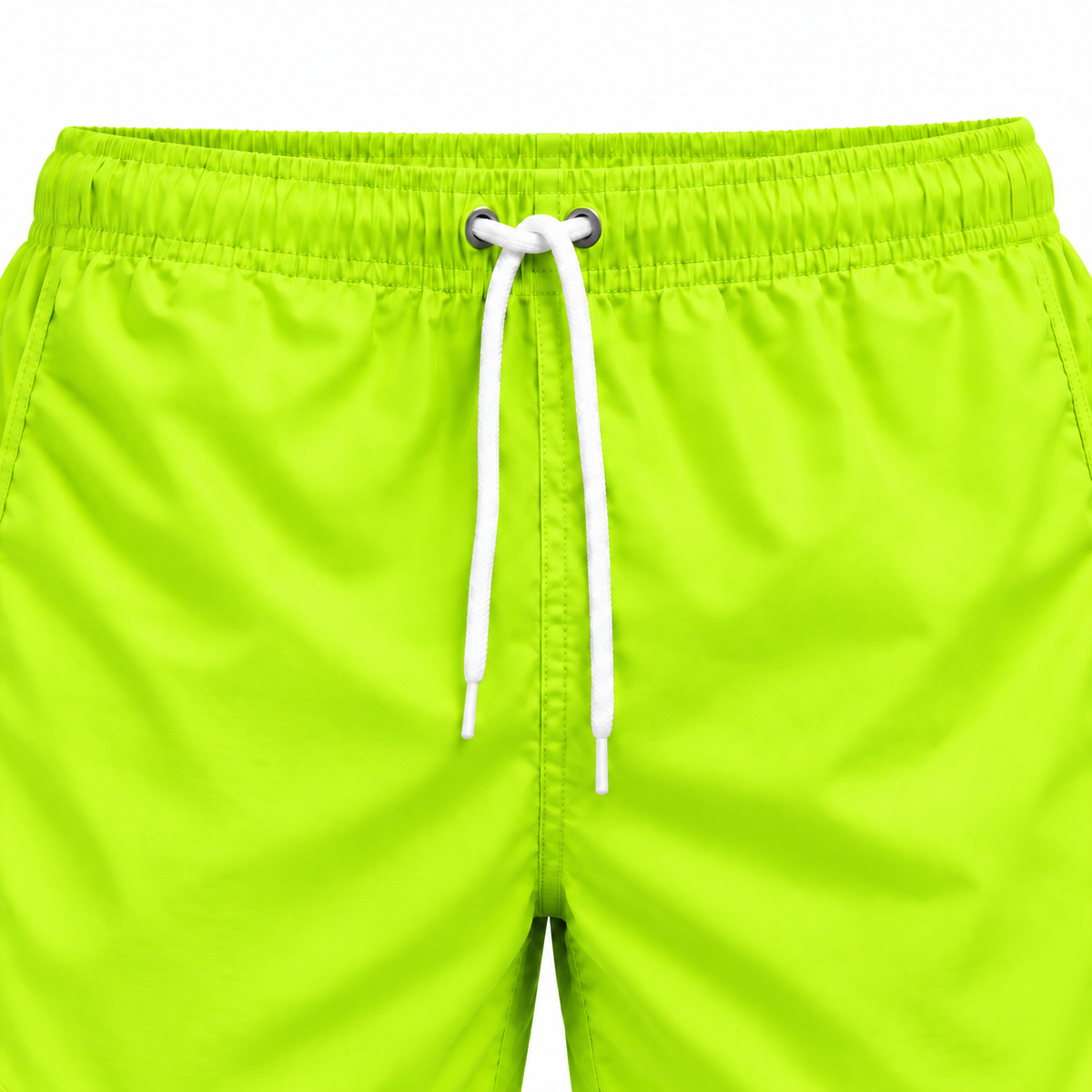 Riviera Retro zwemshort Fresh Lime, limegroen detail van elastische tailleband en wit trekkoord