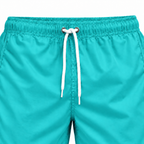 Riviera Retro zwemshort Ocean Breeze, turquoise detail van elastische tailleband en wit trekkoord